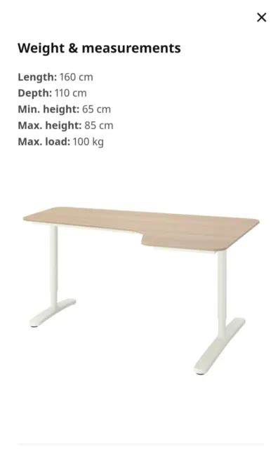 Ikea Bekant Large Corner Desk Oak Veneer White Right X Cm