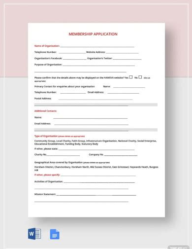 Youth Membership Application Form Template