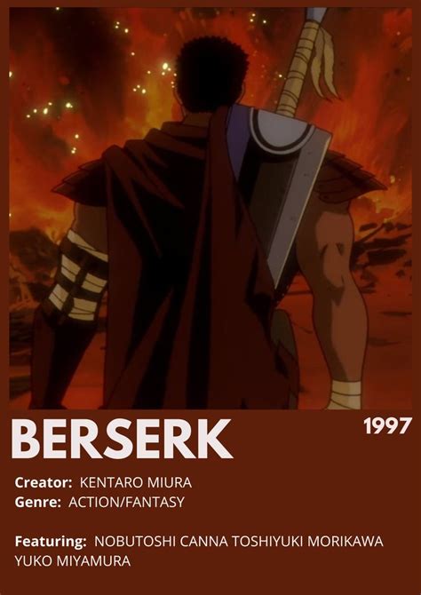 BERSERK 1997 Berserk Anime 1997 Minimalist Poster Anime Shows Films