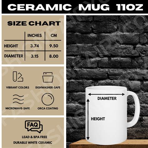 Mug Size Chart Cup Size Chart Mug Mockup 11oz Mug Size Chart White