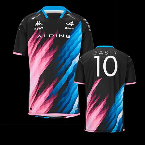 Alpine T Shirt F1 Team Pierre Gasly N° 10 Kappa Graphic Black Blue