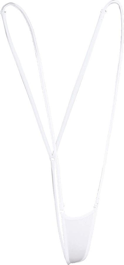 Freebily Women Weeny Sling Shot Lingerie Micro Bikini Set Extreme Swimsuit One Piece Teddy White