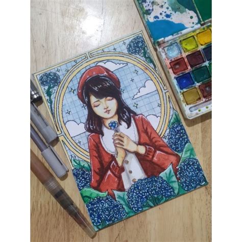 Jual Lukis Lukisan Wajah Gadis Wanita Kado Ultah Custom Unik Ornamen