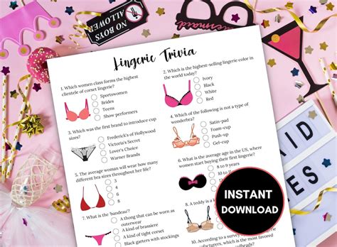 Lingerie Trivia Game Lingerie Games Lingerie Shower Lingerie Party Bachelorette Game Bridal