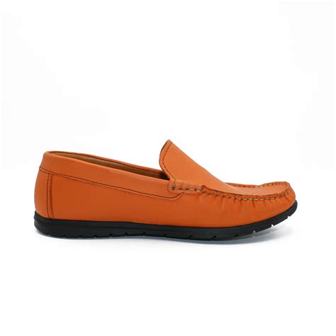 Mocassin Orange Homme Cuir