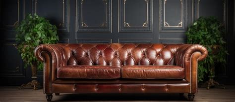 Premium Ai Image A Worn Brown Leather Sofa In The Apartment Perfect