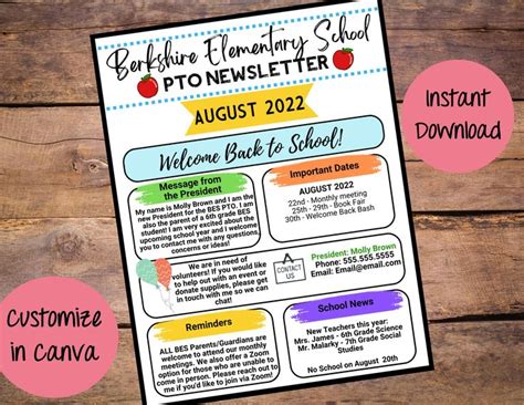 Pto Newsletter Flyer Parent Teacher Organization Flyer Newsletter