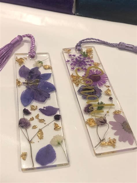 Floral Resin Handmade Bookmarks Etsy