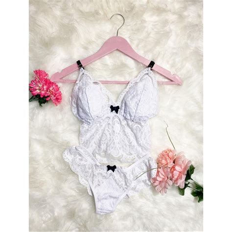Conjunto Lingerie Ju Branca Shopee Brasil