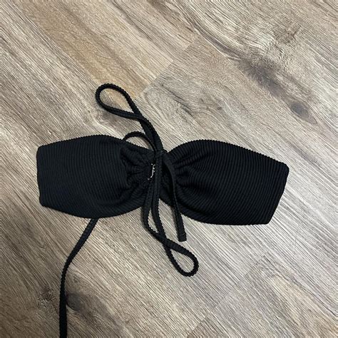 Bandeau Rubbed Black Bikini Top Size Med Depop