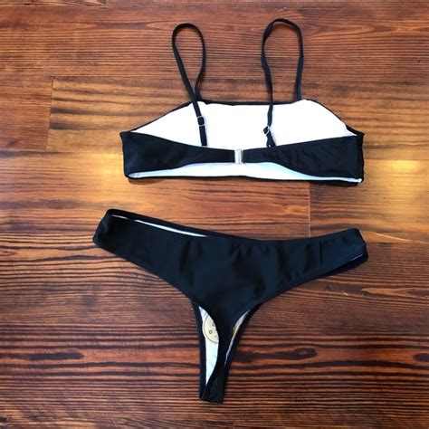 Swim Nwot Bandeau Extreme Cheeky Black Bikini Poshmark