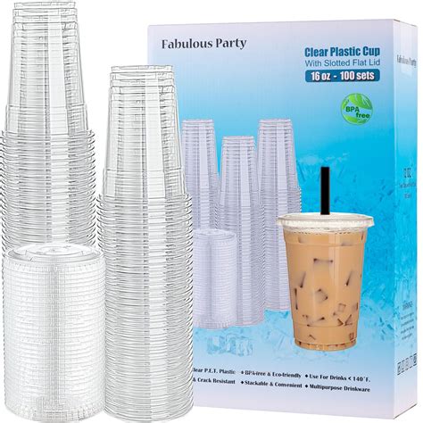 Fabulous Party 100 Sets Bpa Free 16 Oz Plastic Cups With