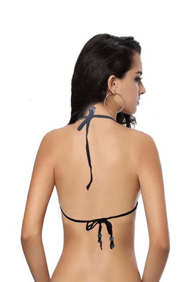 Sky Blue Geometric Zig Zag Print Triangle Bikini Top