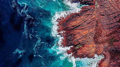 Hd Wallpaper Ocean Cliff Drone View 4k Wallpaper Flare
