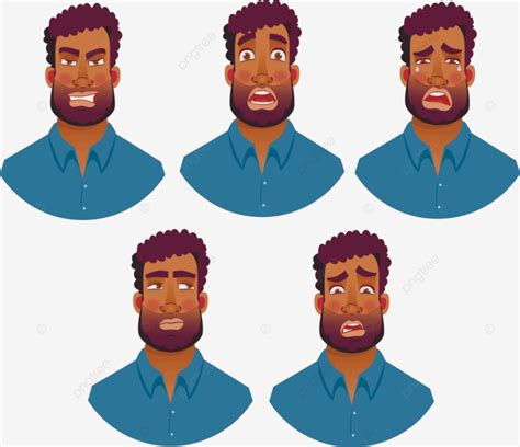 Portrait Of African Man Set American Head African Man Vector American