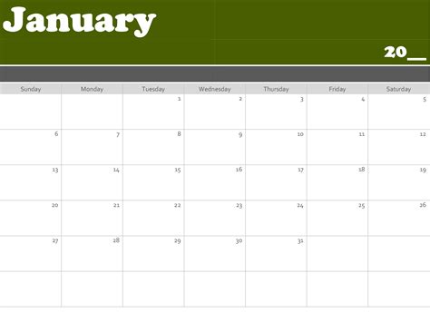 Microsoft Printable Calendar