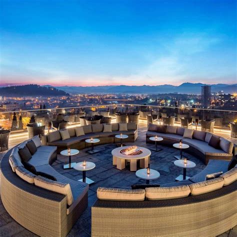 Hilton Podgorica Crna Gora Rooftop Restaurant Design Montenegro