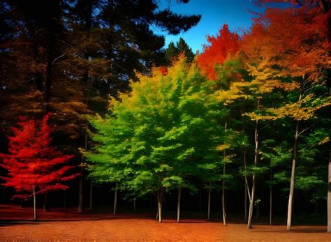 Vibrante paisaje otoñal con densos bosques de coníferas que muestran un