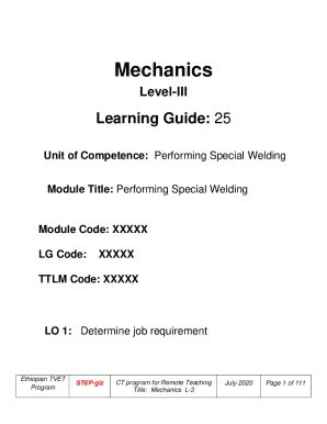 Fillable Online Welding Level Iii Learning Guide Unit Of Competence