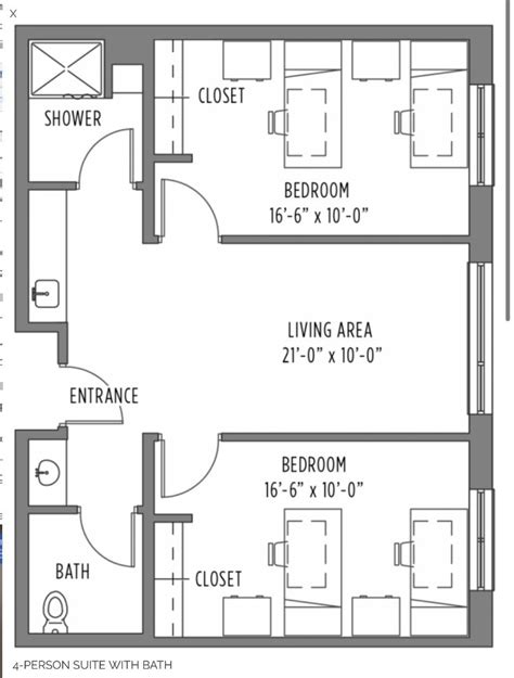 Ku Self And Oswald 4 Person Suite Dorm Layout Floor Plans School