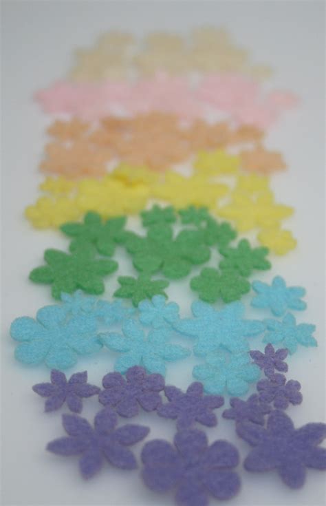 Mini Felt Flowers Pastel 63 Piece Set Felt