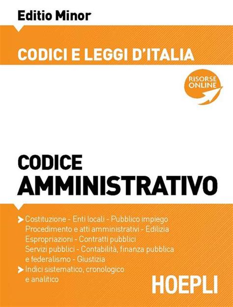 Codice Amministrativo Ediz Minor Libro Hoepli Codici E