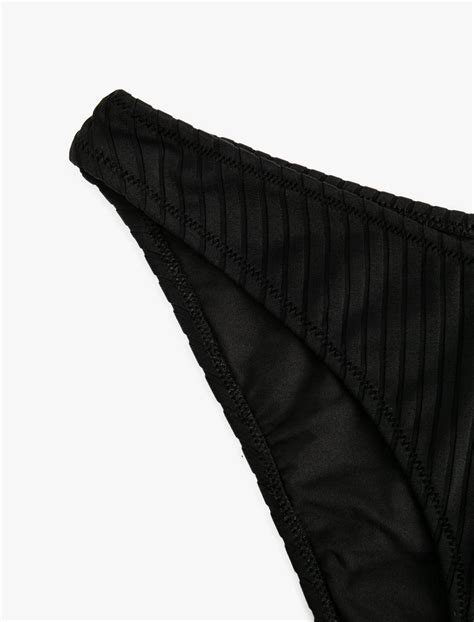 Siyah Kad N Dokulu Brazilian Bikini Alt Asimetrik Bel Sak Mm Koton