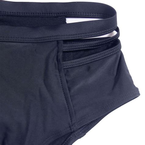 Fashion Dark Blue Halter Neck High Waist Cut Out Bikini Swimsuit Bk