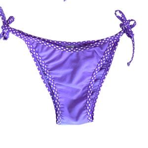 S Bikini Two Piece Swimsuit S Bathing Suit Purple White High Waisted High Cut Leg Spotted