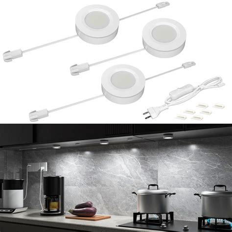 WOBANE Hardwired Under Cabinet Lights,Linkable LED Puck Lights with