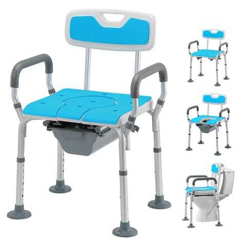 Buy In Heavy Duty Bedside Commode With Back Lbs Medical Bedside