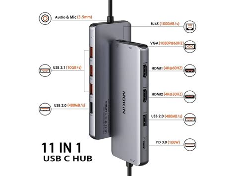 Mokin Usb C Docking Station Dual Monitor Laptop Docking Station 3 Usb 31 Hub Dual Hdmi 4k