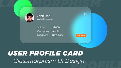 Css Glassmorphism Profile Card Ui Glass Morphism Css Youtube