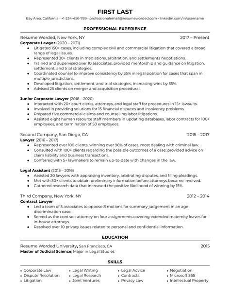 50 Legal Resume Examples For 2021 Resume Worded Resume Worded