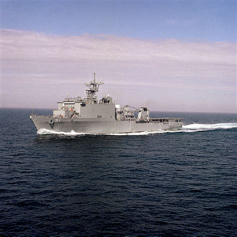 An Aerial Port Bow View Of The Amphibious Dock Landing Ship USS OAK