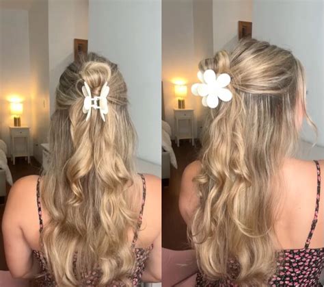 Quick And Easy Half Up Half Down Claw Clip Hairstyle Tutorial Upstyle