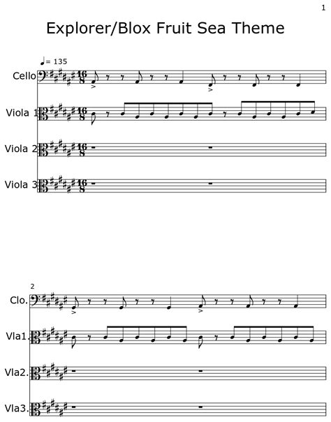 Explorerblox Fruit Sea Theme Sheet Music For Cello Viola