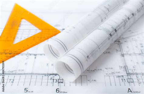 Architect project drawing blueprint Stock Photo | Adobe Stock