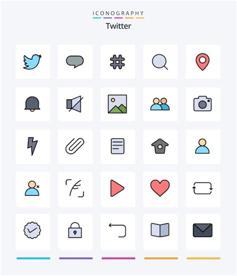 Free Vector Creative Twitter 25 Line FIlled Icon Pack Such As Bell