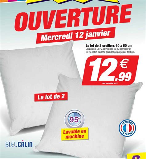 Promo Le Lot De Oreillers X Cm Bleuc Lin Chez Bazarland