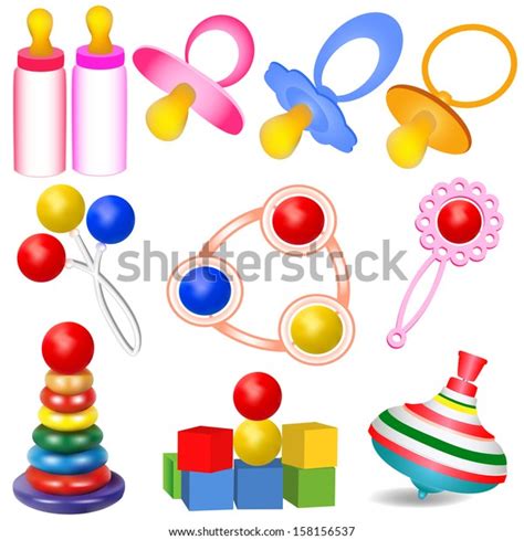 Illustration Set Children Tits Toys Yul เวกเตอรสตอก ปลอดคาลขสทธ 158156537 Shutterstock