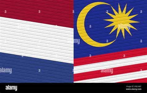 Malaysia And Netherlands Two Half Flags Together Fabric Texture