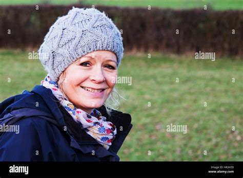 Beautiful Mature Woman Out Walking In The Countryside Stock Photo Alamy