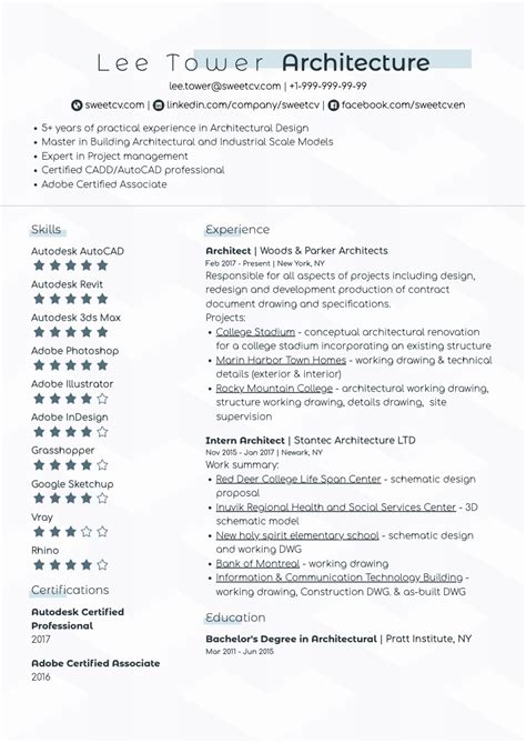 Architecture Resume Example And Architect Cv Template
