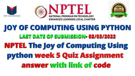 Nptel The Joy Of Computing Using Python Week 5 Quiz Assignment Answers