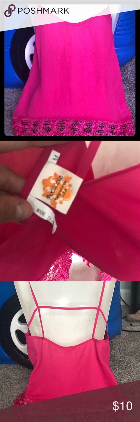 Worn Once Hot Pink With Fringe Spaghetti Strap Spaghetti Strap Hot Pink Spaghetti Strap Tank Top