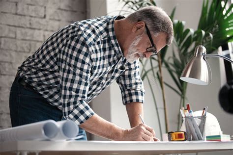 Mature Architect Engineer Design Working Planning Concept Portrait Of