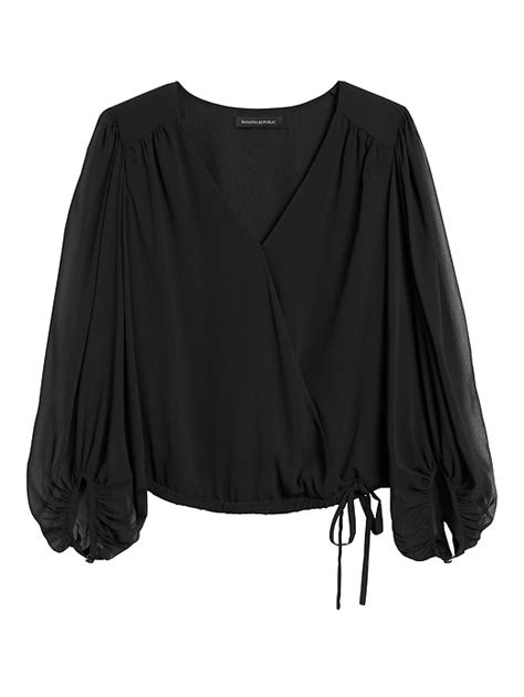 Banana Republic Puff Sleeve Wrap Top 550134022000