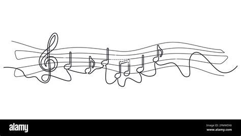 Self Drawing Musical Notes One Line Simple Black Musical Symbolsof