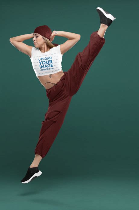 Placeit Bella Canvas Crop Top Mockup Featuring A Female Dancer Making